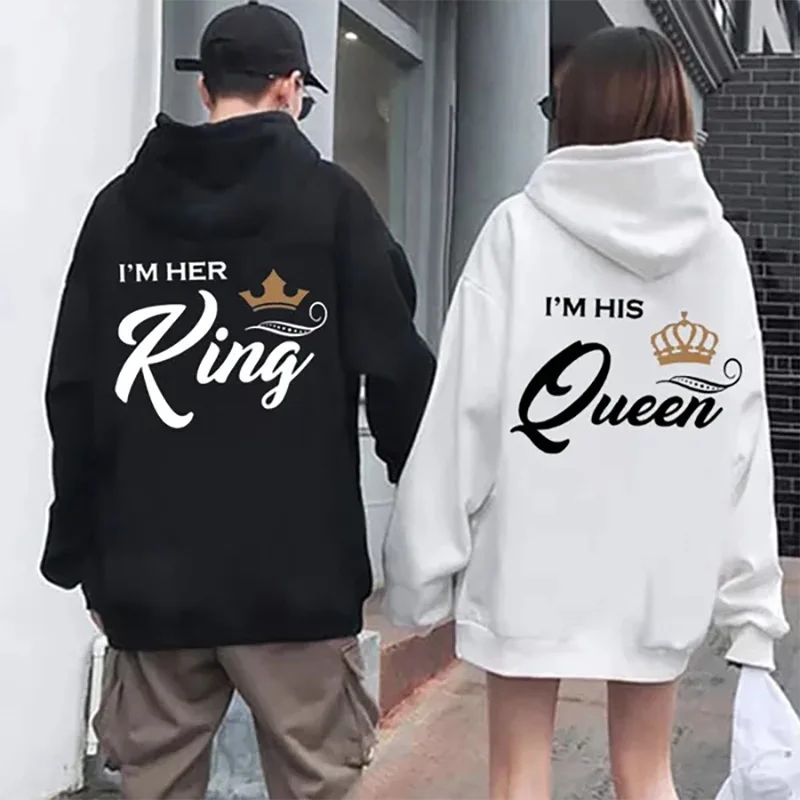 Queen Street Fashion - 2026커플 긴팔 후드티, 스트릿 스타일 커플룩,