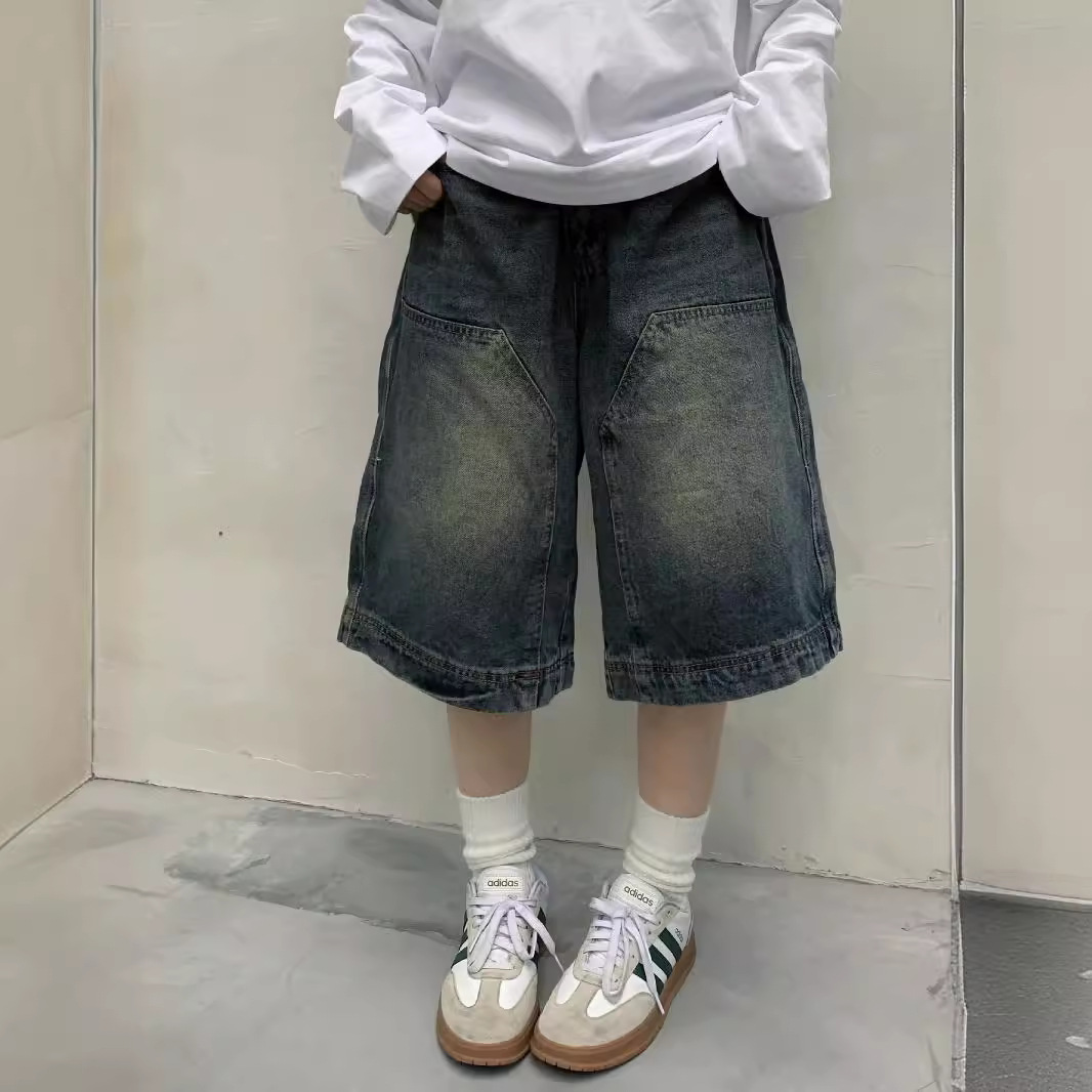 여성 Y2K 빈티지 배기 진 반바지 워싱 와이드 레그  - Street Fashion Art 리뷰 및 가격