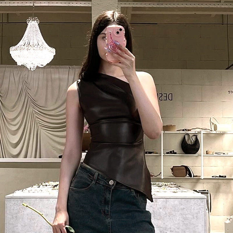 스트리트 스타일 여성용 민소매 지퍼 PU 가죽 조끼 비 - Street Fashion Vest 리뷰 및 가격