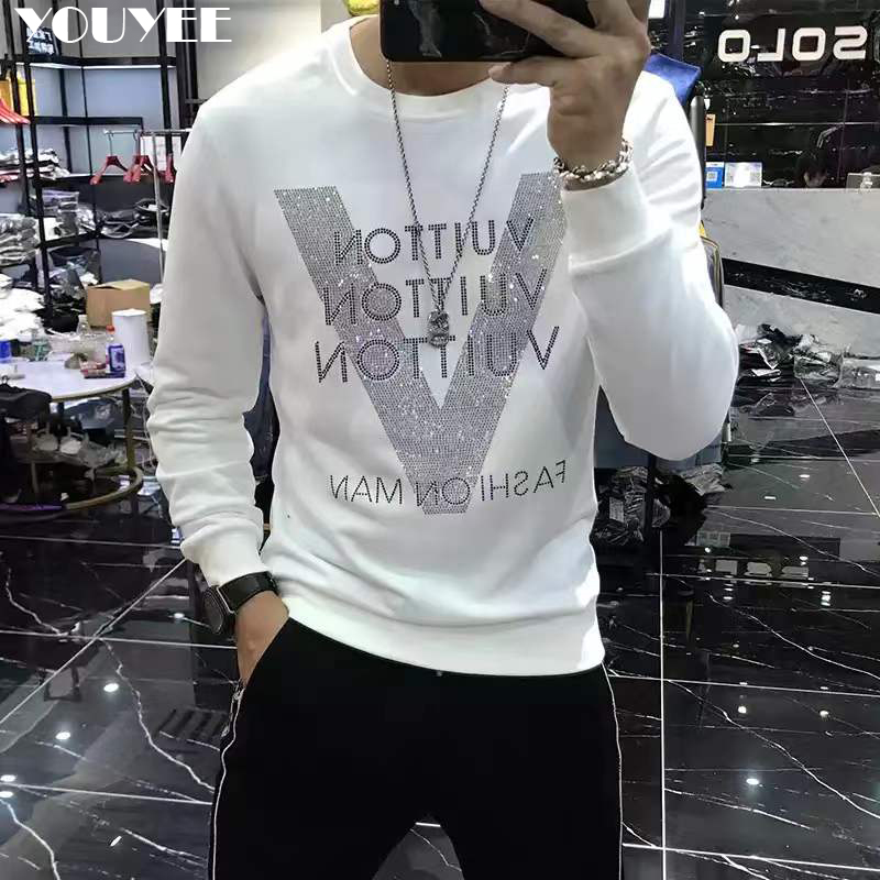 남성 후드 품질 V 자형 패턴 라인 석 풀오버 새로운  - Street Fashion Elements 리뷰 및 가격