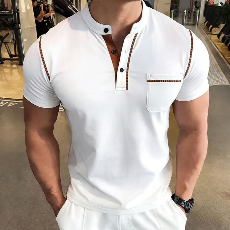 새로운 여름 남성용 헨리 칼라 반팔 골프 폴로 셔츠 개 - Street Fashion For Man 리뷰 및 가격